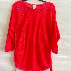Chico's Vibrant Red Open-Knit Sweater